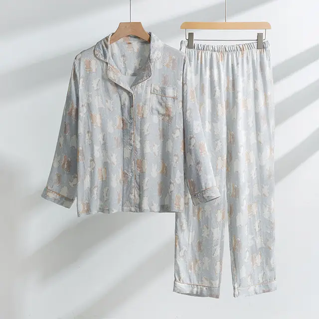 Simple Women's Pajama Suit Homewear Long Blue Bottom Pair Dog - Shop at LoveMi