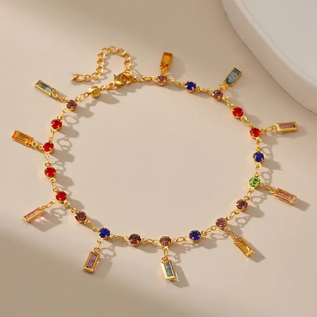 Retro Gold Plated Ankle Chain Color Acrylic 18K Gold Strip Ka0078 - Shop at LoveMi