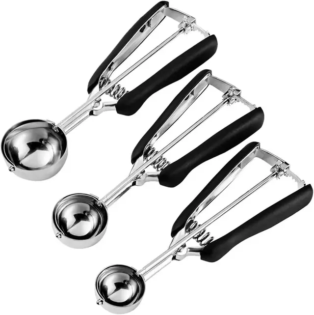 304 Stainless Steel Spoon Ice cream Spoon Ice Cream Ball Scoop Black - Shop at LoveMi