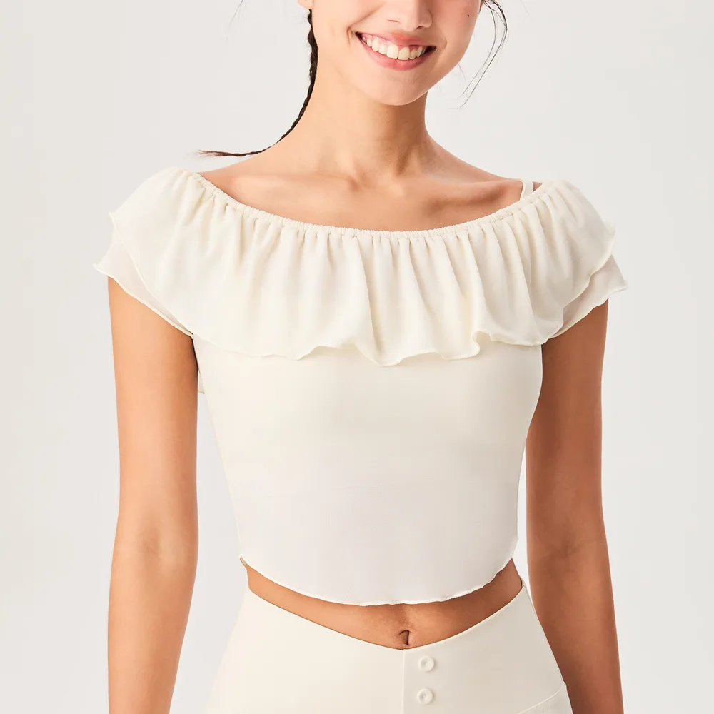 New Ice feeling Yoga Short Sleeve Mesh Sports T shirt For Women Milky White - Shop at LoveMi