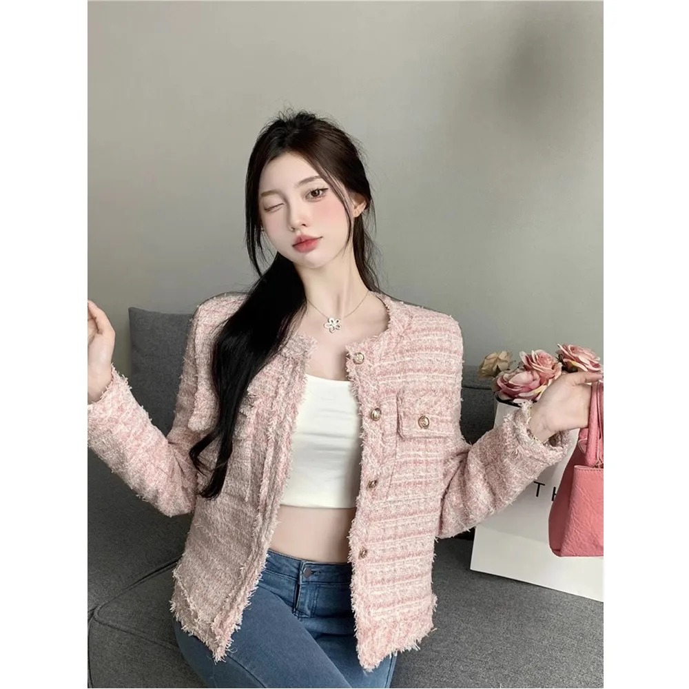 Short Chanel Coat Women's Multi-button Top - Pink