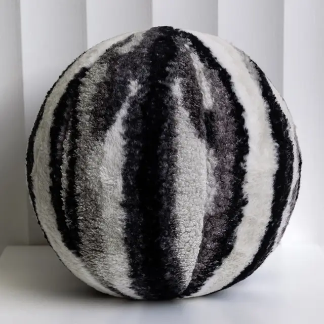 Cream Ins Style Cute Plush Round Spherical Pillow Black And White - Shop at LoveMi