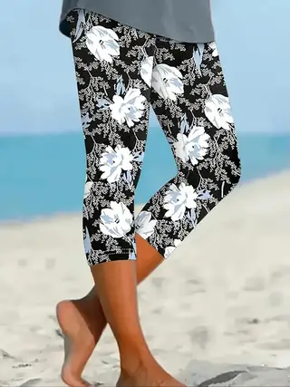 3d Printed Seaside Series Cropped Leggings - Nck01Sx1651