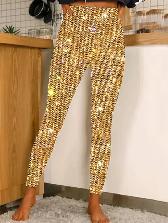 European And American Leggings Sequined Casual Outdoor Pants Yellow - Shop at LoveMi
