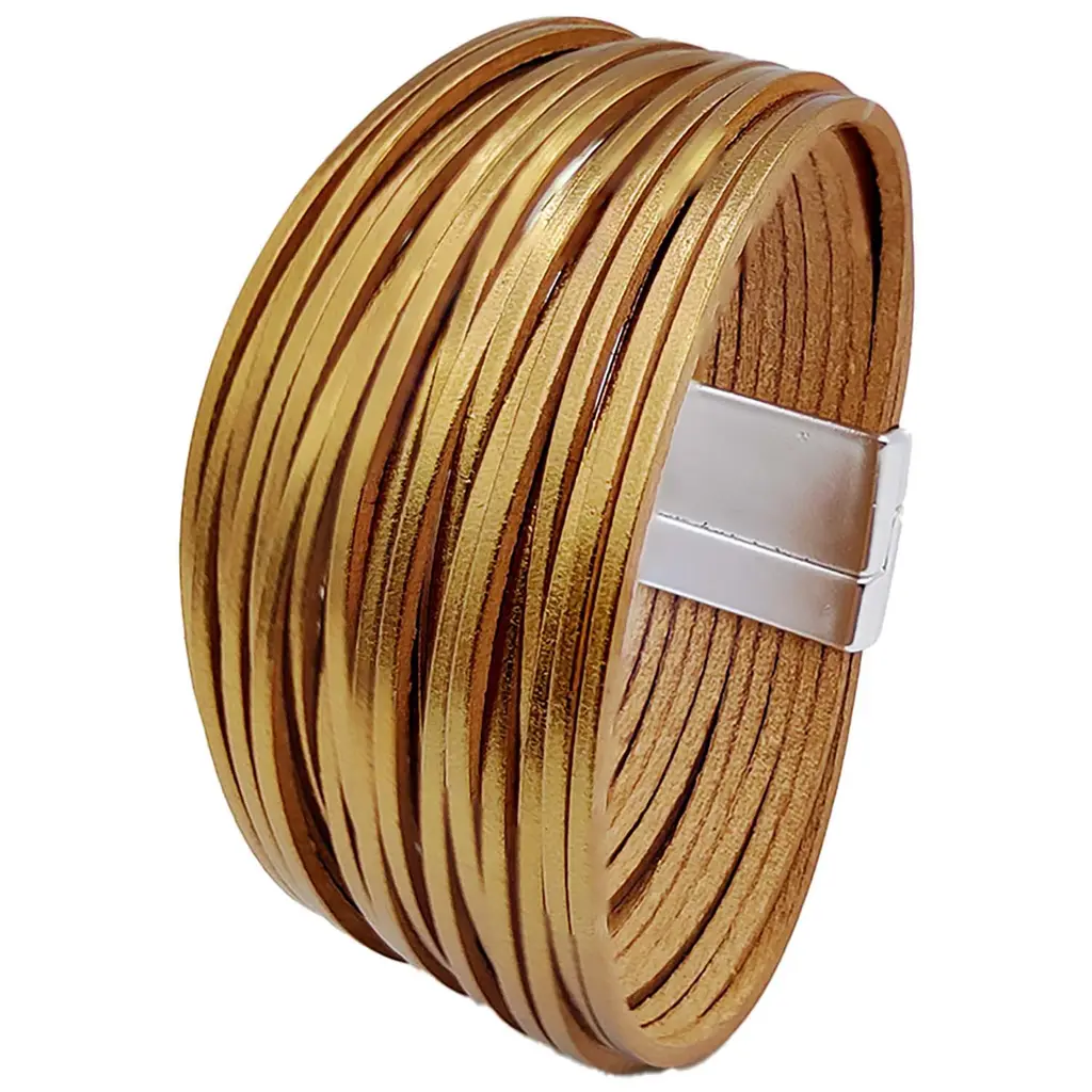 Mixed Colour All-match Women's Pu Leather Leather Bracelet Magnetic Snap Bracelet - Bright Bronze