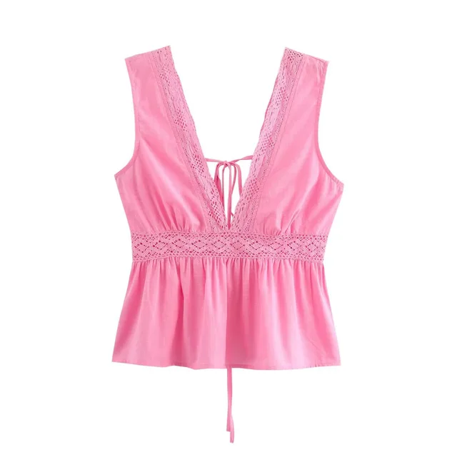 Women's Simple Solid Color Casual Loose Swimsuit Top Pink - Shop at LoveMi