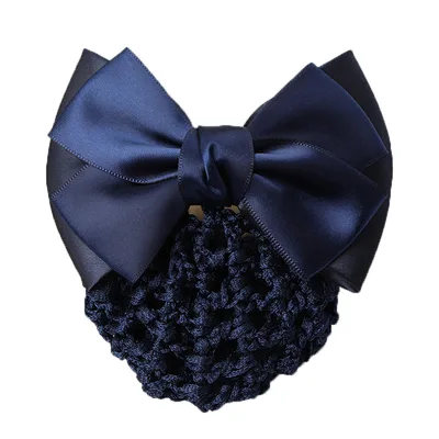 Professional Headdress Flower Bow Net Pocket Worker Work Plate Hair Clip Ornament Blue Blue Mesh - Shop at LoveMi