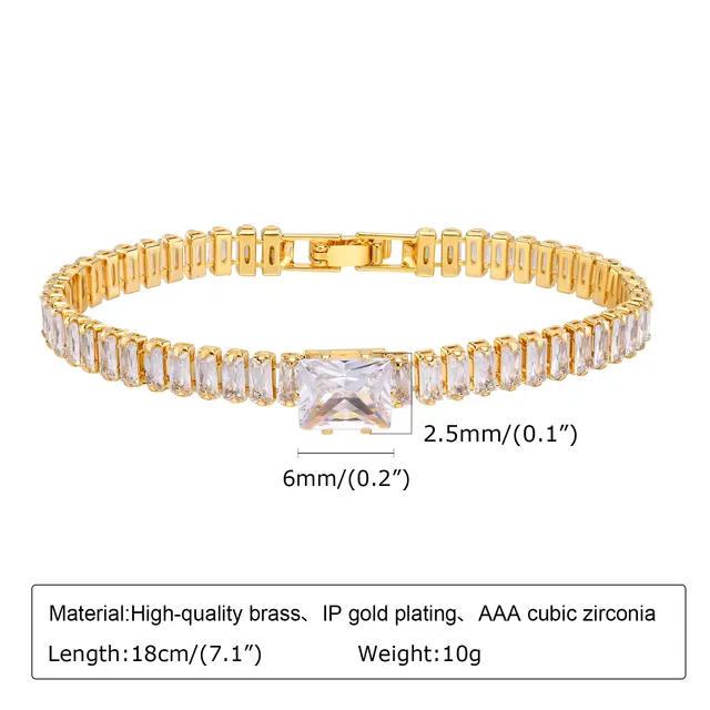 Copper Square Heart shaped Zircon Geometric Bracelet Pbr058 - Shop at LoveMi