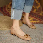 Pumps Low Heel Wanwan Lei Style Shallow Mouth Metal Flat Shoes - Apricot