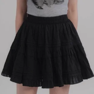 Colour Elastic Waist Cake Skirt Half Body Skirt For Women Japanese - Black