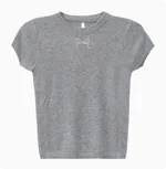 Sweet Girl Short Sleeve Bow Knitted T-shirt - Grey