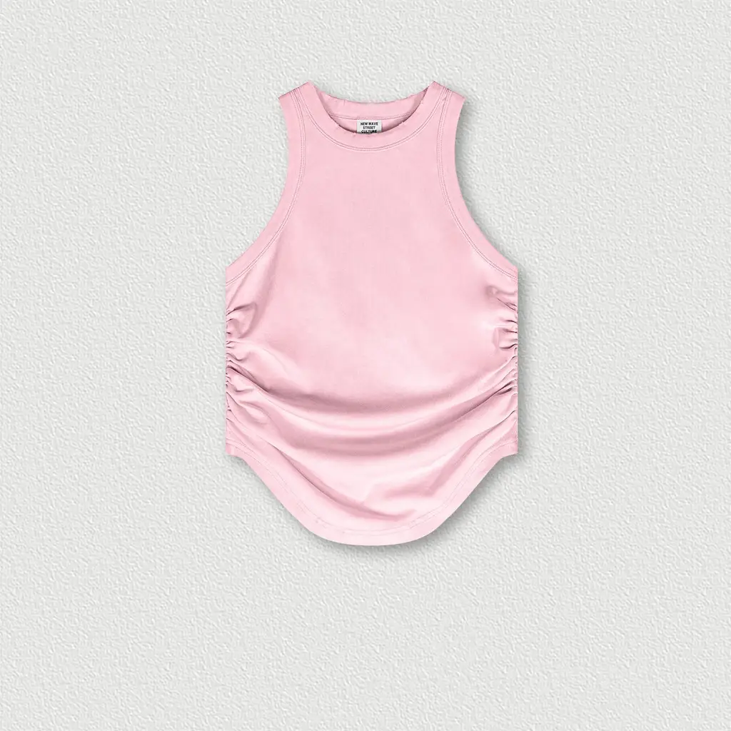 Spring And Summer New Vest Sexy Pure Want Pleated Women - Pink