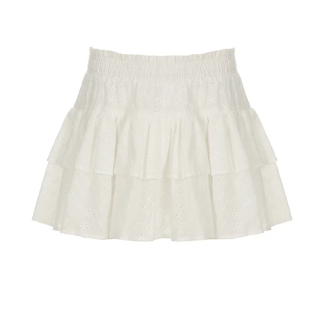 Gentle Retro Elastic Low Waist Cake Dress Sweet Girly And Fashion White - Shop at LoveMi