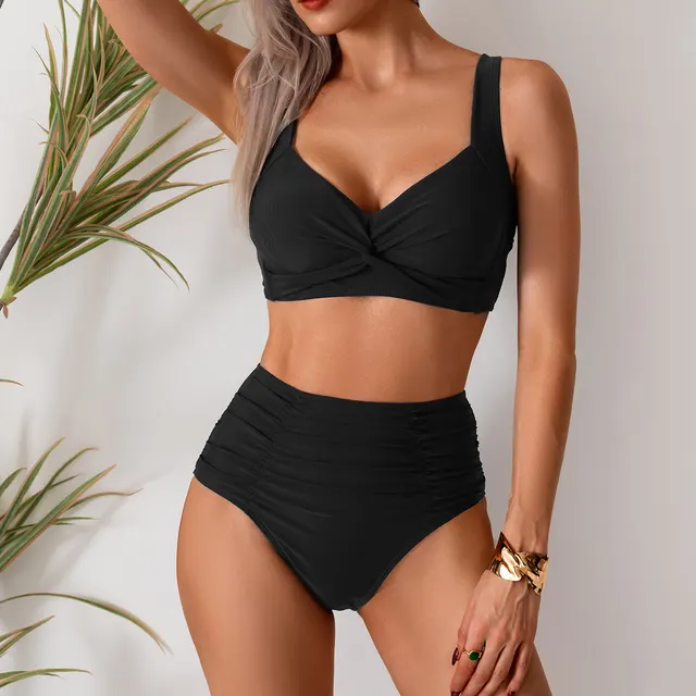 Swimwear Women's Sexy High Waist Split Swimsuit Black - Shop at LoveMi