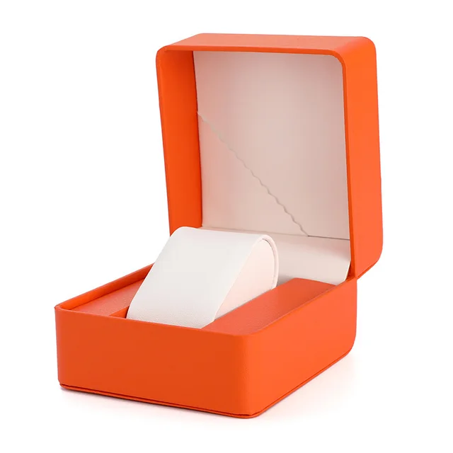 Rounded PU Leather Zipper Flip Watch Box Orange - Shop at LoveMi