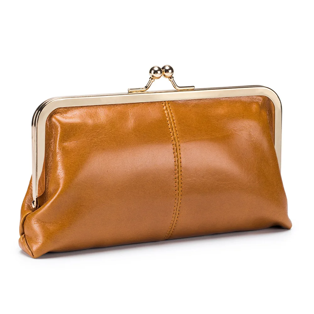 European And American Retro Clip Bag Long Clutch Wallet Yellow - Shop at LoveMi