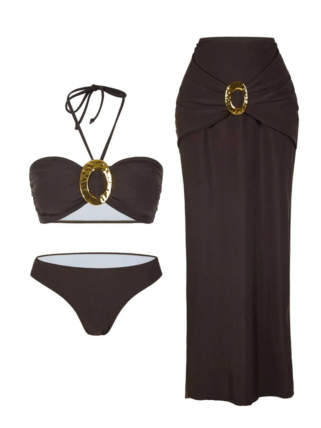 Design Sense One Piece Swimsuit Beach Hot Spring Suit Female - Brown