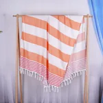 Striped Tassel Turkish Beach Absorbent Bath Towel - Orange