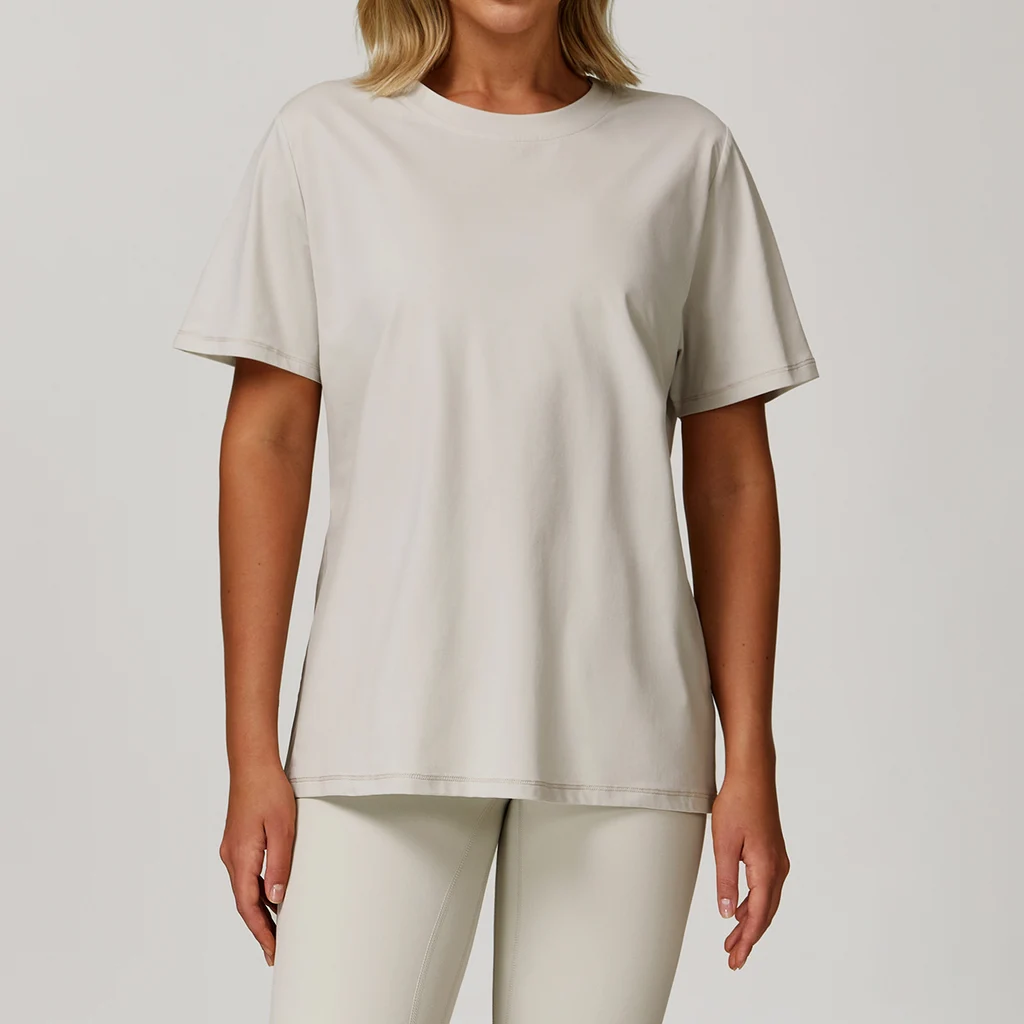 All-match Short-sleeved Round Neck Loose Casual Quick-drying T-shirt - Grey Apricot