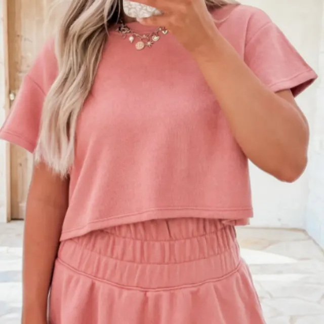 Black Cropped Tee And Ruffle High Waist Skort Set Pink - Shop at LoveMi
