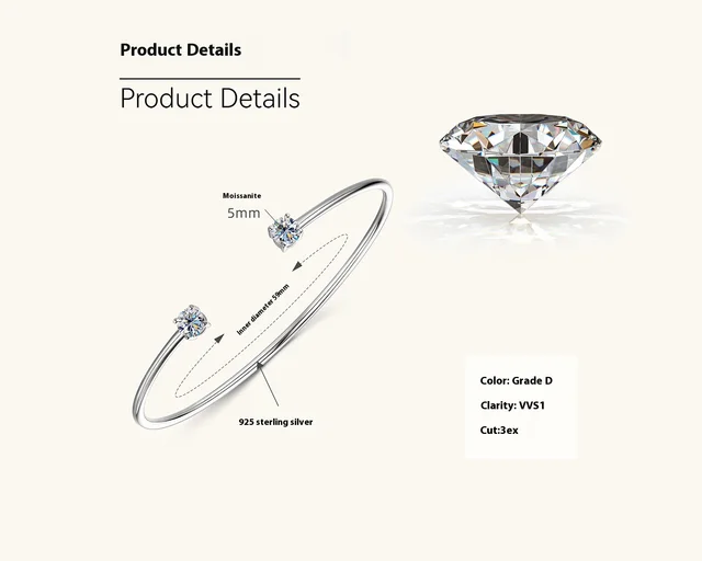Ins Style Moissanite Bracelet Special interest Design Simple White - Shop at LoveMi