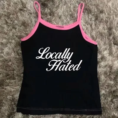 Hot Girl Letter Print Vest Sling Women Black 3Style - Shop at LoveMi