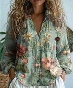 3D Printed Abstract Pattern Women's Long-sleeved Blouse - Bj252123472314-4Xl