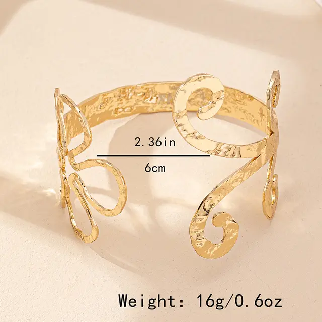 Creative Design Sense Metal Hollow Leaves Flowers Lines Ladies Open ended Bracelet S342 - Shop at LoveMi
