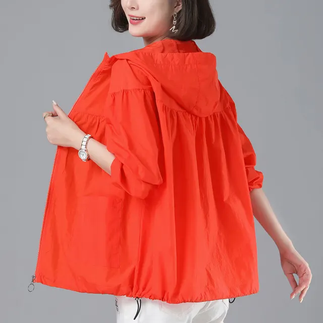 Spring New Loose Blouson Sun Protection Clothing For Women Orange - Shop at LoveMi