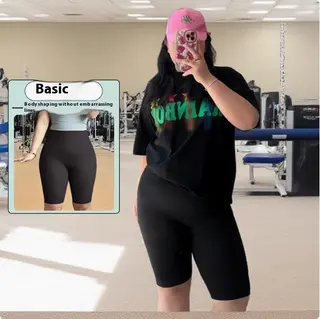 Large Size Fat Mm Super Slim High Waist Hip Lift High Elastic Leggings - Black Shorts - View 1