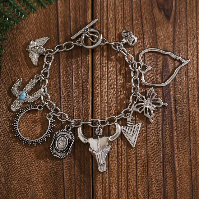 Fashion Retro Elephant Cow Head Chain Bracelet 03 White K2493 - Shop at LoveMi
