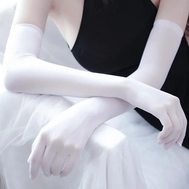 Women's Five finger Seamless Anti hook Silk Glove White - Shop at LoveMi