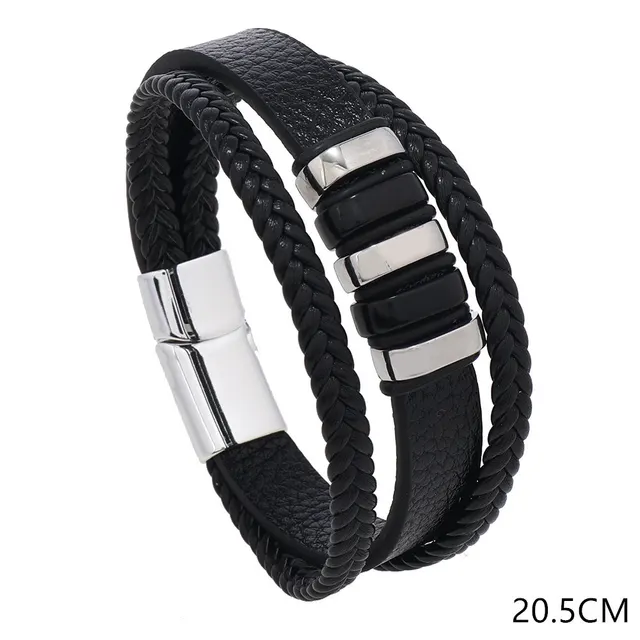 Fashion Multi layer Woven Men's Leather Bracelet Multicolor B - Shop at LoveMi