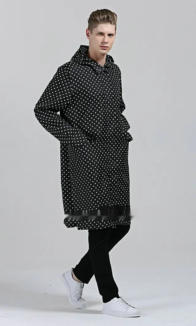 Women's Japanese Style Fashion Korean style Raincoat Black Dots Plus Size - Shop at LoveMi