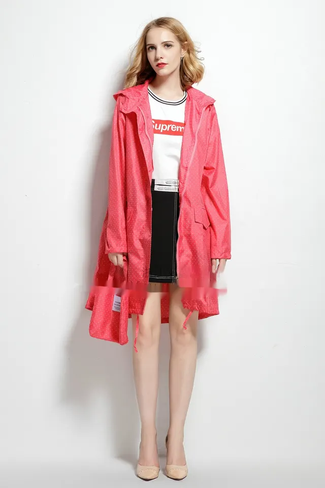 Women's Japanese Style Fashion Korean style Raincoat Pink Dots - Shop at LoveMi
