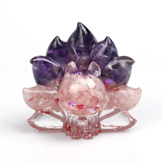 Natural Crystal Gravel Nine Tail Fox Doll Original Home Car Decorations Living Room And Bedside Gift No 10 Amethyst Pink Crystal - Shop at LoveMi