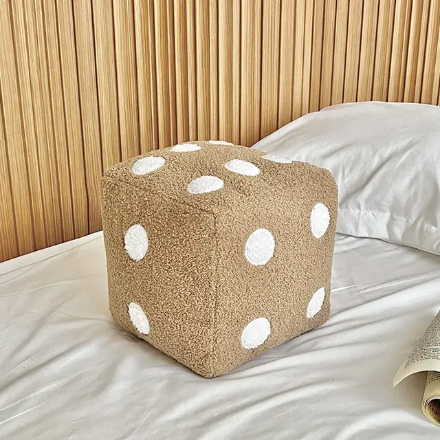 Ins Creative Simple Home Decoration Pillow Simulation Dice Plush Toy Khaki - Shop at LoveMi
