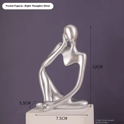 Mini Abstract Decoration Home Ornament Entrance Decoration Pocket Right Think Silver - Shop at LoveMi