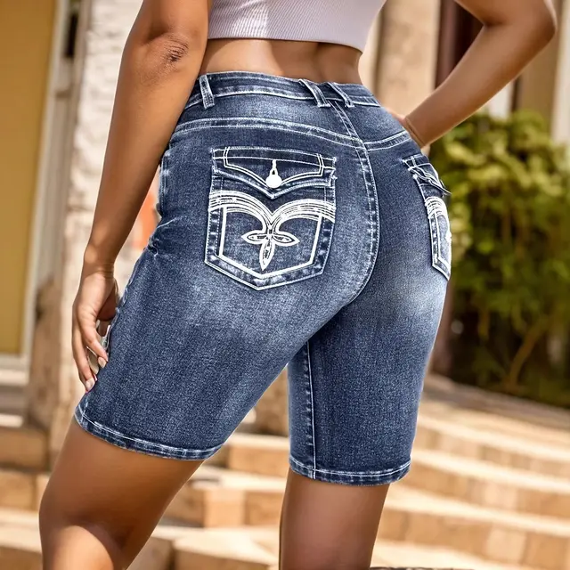 Women's Embroidered Denim All matching Slim Fit Jeans Navy Blue - Shop at LoveMi