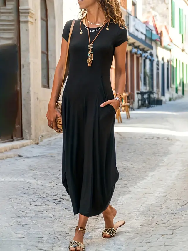 European And American High Elastic Solid Color Dress Women 5501 Black 5479 - Shop at LoveMi