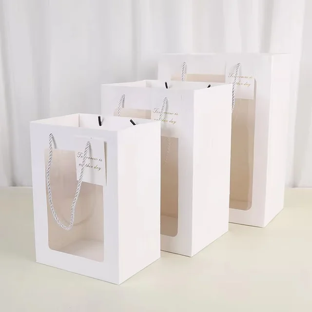 Transparent Hand Flowers Gift Bag White - Shop at LoveMi