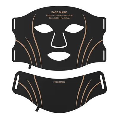 Beauty Instrument Facial Mask IPL Device Household Silicone Red Light LED Beauty Mask Black Gold With Scarf - Shop at LoveMi