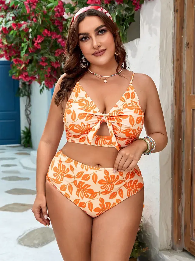 Fat Woman Cross border Printed Bikini Picture Color - Shop at LoveMi