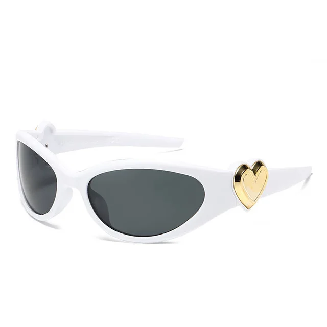 Women's Fashion Love All match Sunglasses White Frame Gray Piece - Shop at LoveMi
