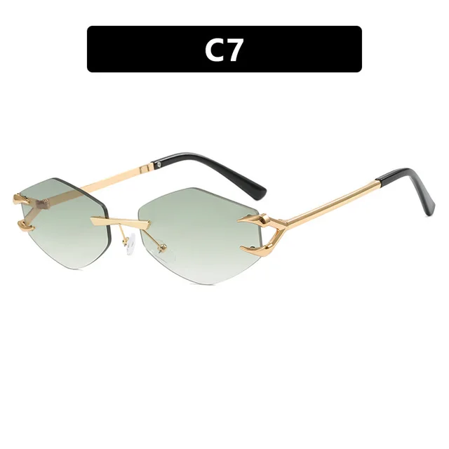 European And American Leisure Hip Hop Trend Sunglasses Frameless Grapple Polygonal Sunglasses Double Green - Shop at LoveMi