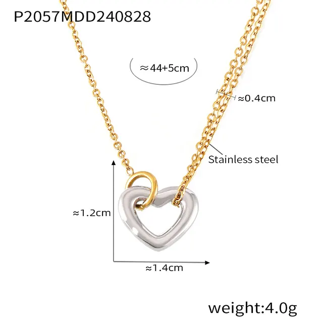French Hollow Heart Bracelet Stainless Steel Simple Temperament Gold Necklace - Shop at LoveMi
