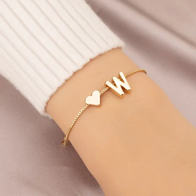 Bracelet Heart shaped English Letters Letter W - Shop at LoveMi