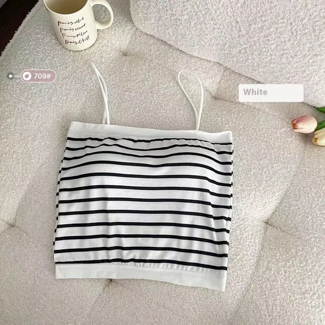 Summer Stripes Camisole Chest Pad Base Ride White - Shop at LoveMi