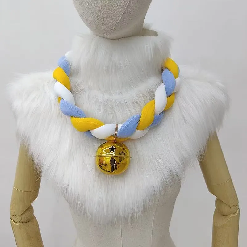 Three strand Color Collar Sky Blue Yellow And White - Shop at LoveMi