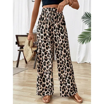 Women's Straight leg Wide leg Pants Leopard Print Casual Pants Leopard Print - Shop at LoveMi